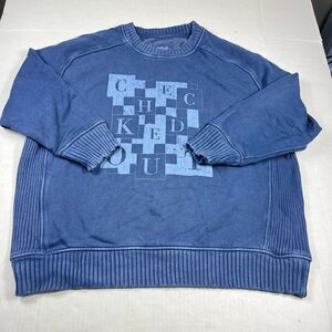 Aerie Checked Out Sweatshirt Blue Oversized Layering Comfort Soft Pullover M